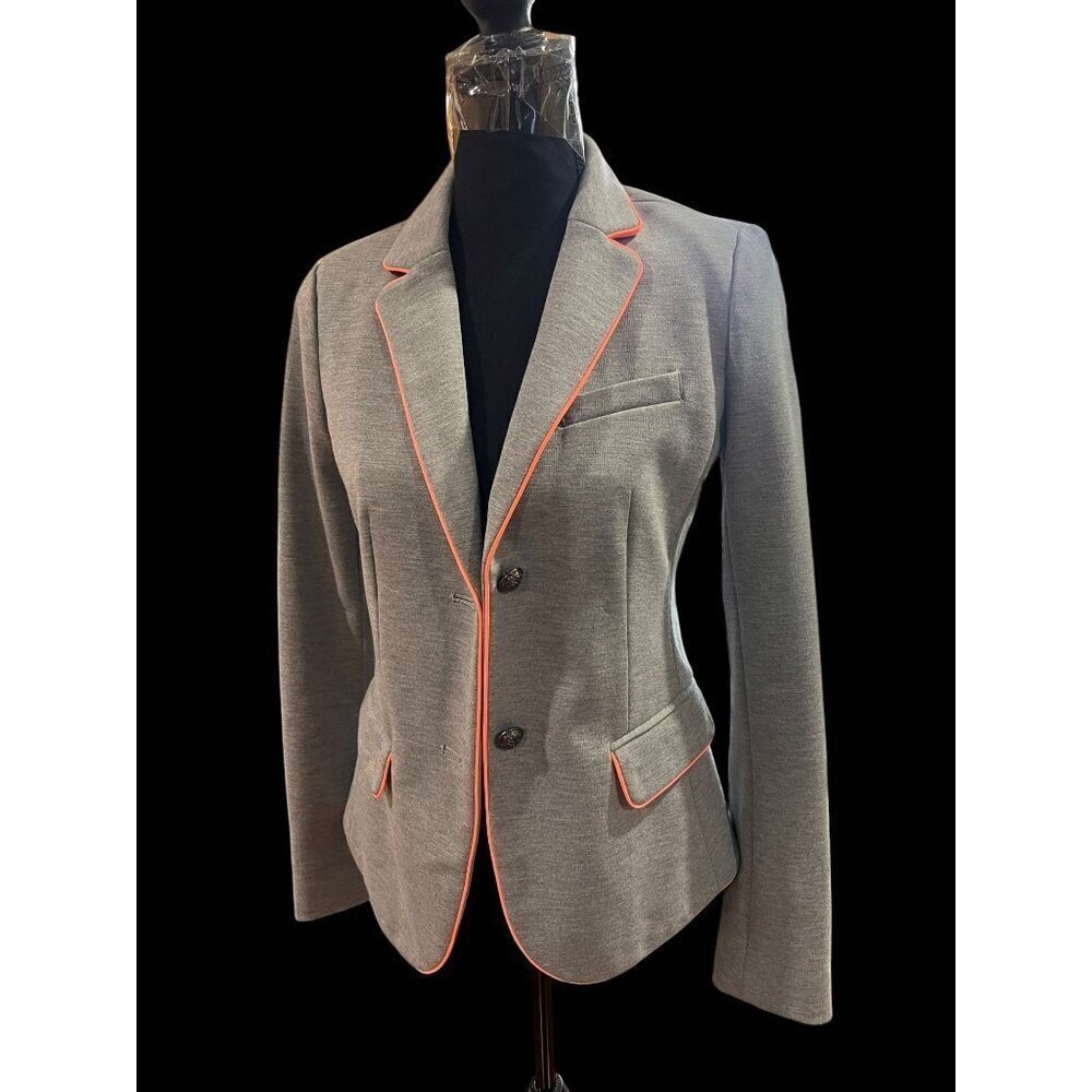Gap Academy Blazer Womens SM Gray/Coral Piping FALL Light Academia american prep - Picture 2 of 10